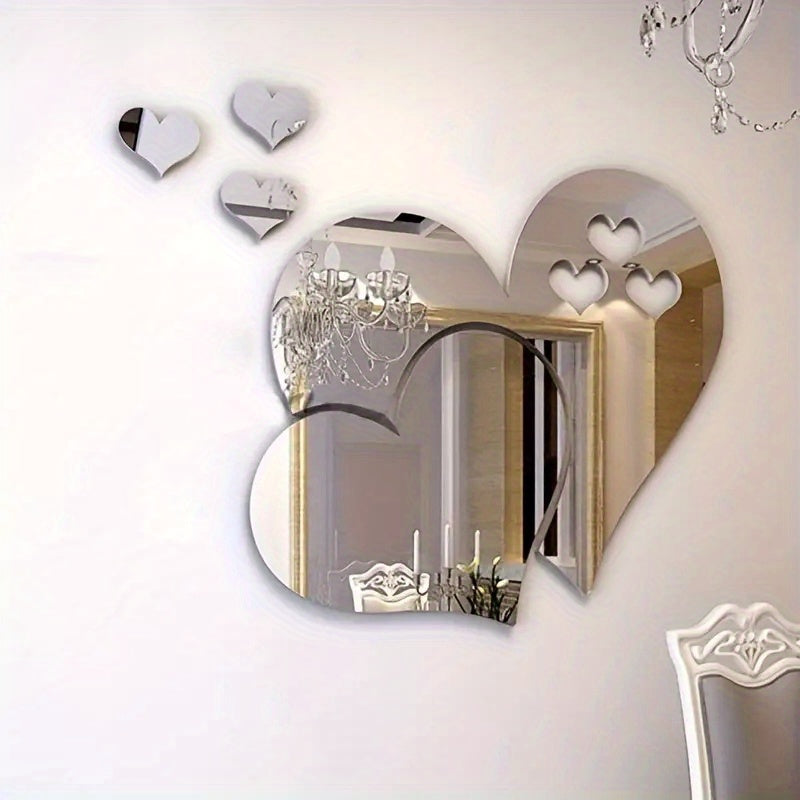 3D Love Wall Mirror Sticker for Home Decor Modern Art Decorative Wall Decal