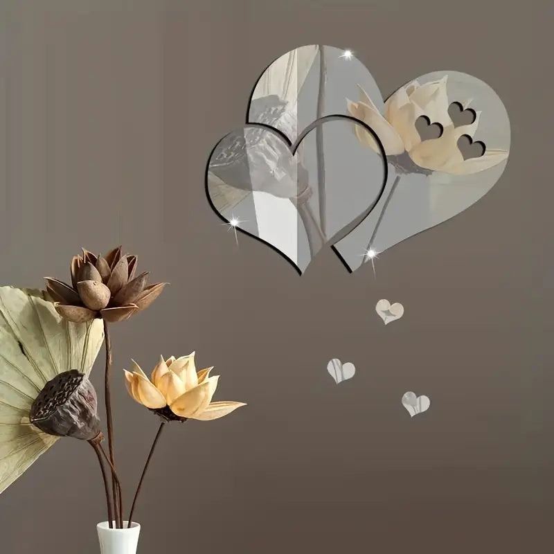 3D Love Wall Mirror Sticker for Home Decor Modern Art Decorative Wall Decal