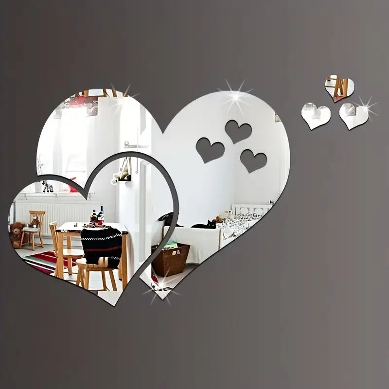 3D Love Wall Mirror Sticker for Home Decor Modern Art Decorative Wall Decal