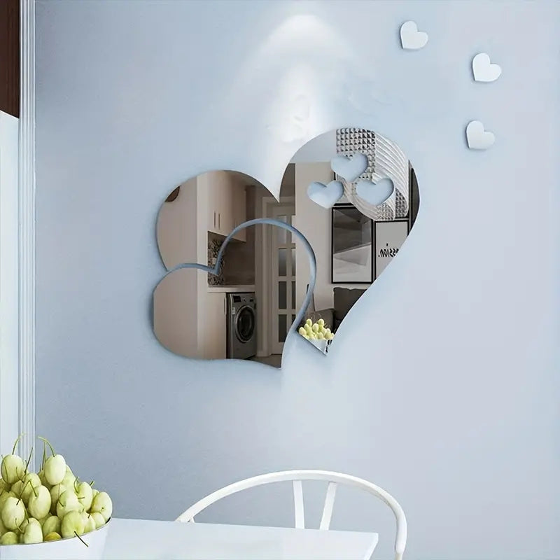 3D Love Wall Mirror Sticker for Home Decor Modern Art Decorative Wall Decal