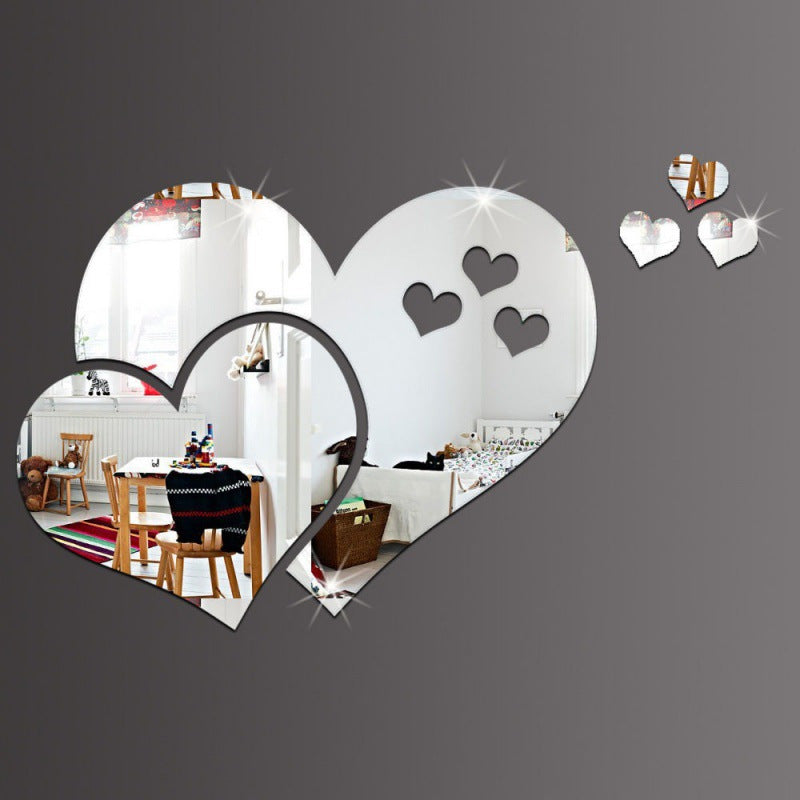 3D Love Wall Mirror Sticker for Home Decor Modern Art Decorative Wall Decal