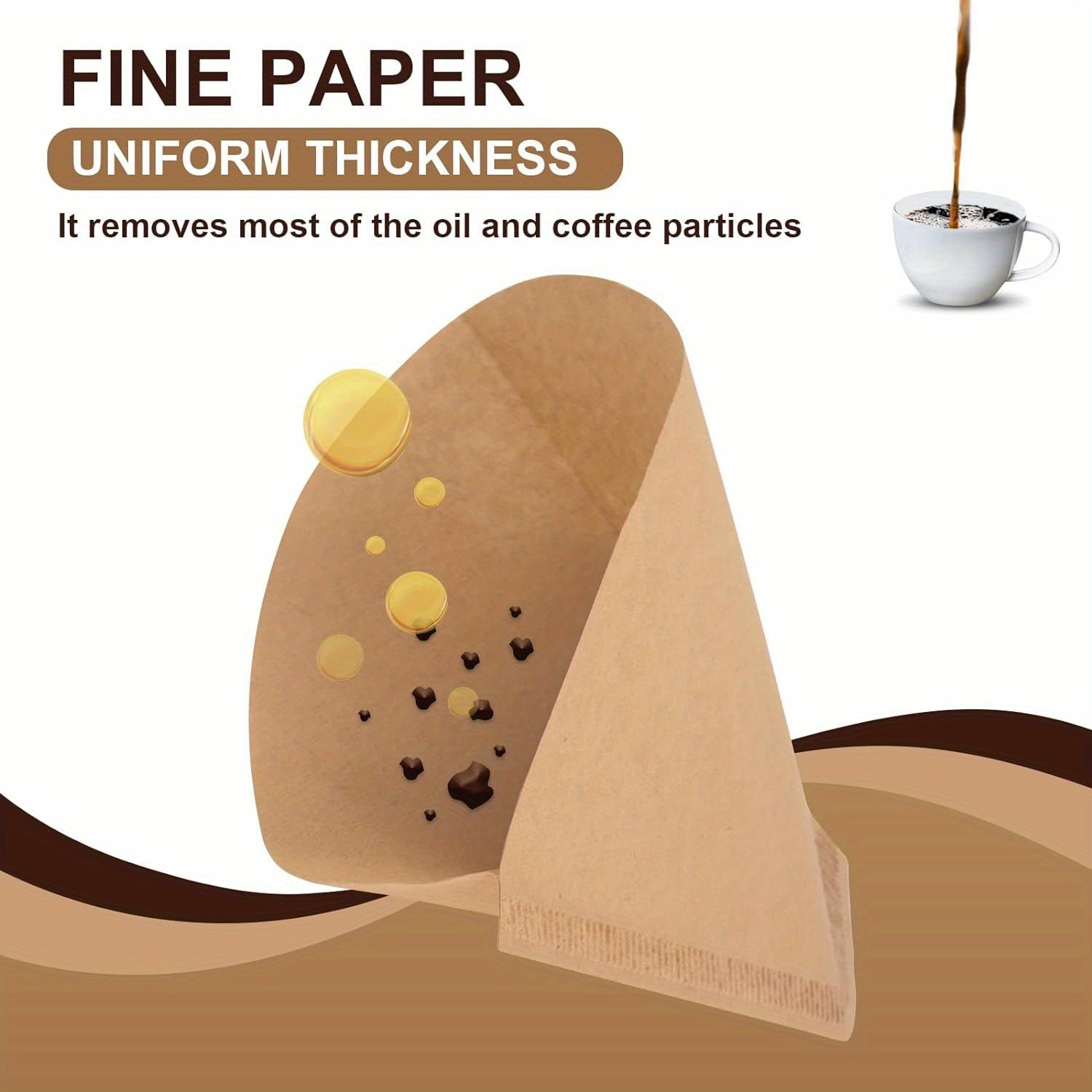 Filtros de papel para café de 50 unidades, ajuste universal, múltiples tamaños para hogar y restaurante