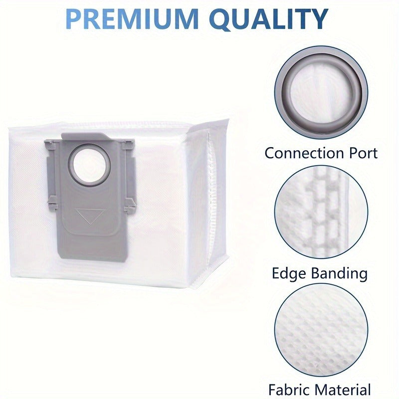 Mustahkam Plastik/Ta'kib Material 8 dona Katta Hajmli Bir Martalik Bo'shliq Chang Sumkalari Roborock Q5, Q7, S7 Max va Boshqalar uchun - Ultra, S8+ va S8 Pro modellari bilan mos keladi