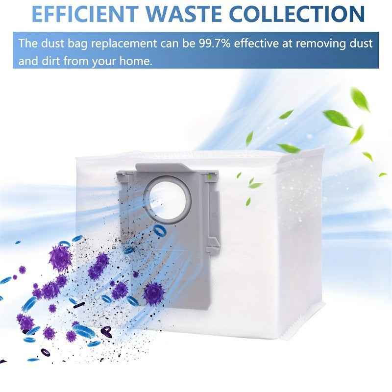 Mustahkam Plastik/Ta'kib Material 8 dona Katta Hajmli Bir Martalik Bo'shliq Chang Sumkalari Roborock Q5, Q7, S7 Max va Boshqalar uchun - Ultra, S8+ va S8 Pro modellari bilan mos keladi