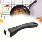 Silicone Non-Slip Pot Handle Grip Black Long Replacement for Saucepan Frying Pan