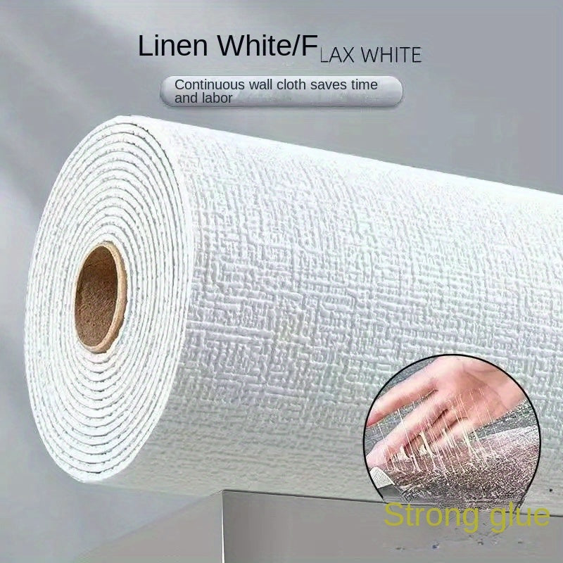 5M Self-Adhesive Linen Wallpaper 3D Textured Waterproof Washable for Bedroom and Rental Renovation