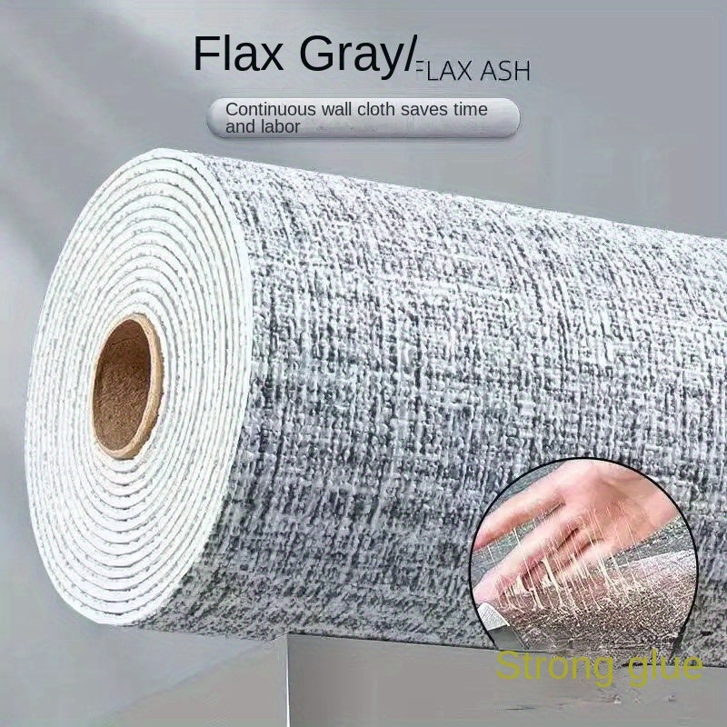 5M Self-Adhesive Linen Wallpaper 3D Textured Waterproof Washable for Bedroom and Rental Renovation