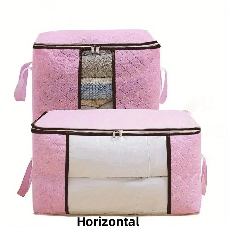 Cloth Storage Bag with Clear Window for Quilts Blankets and Clothing Foldable Organizer Bedroom Storage