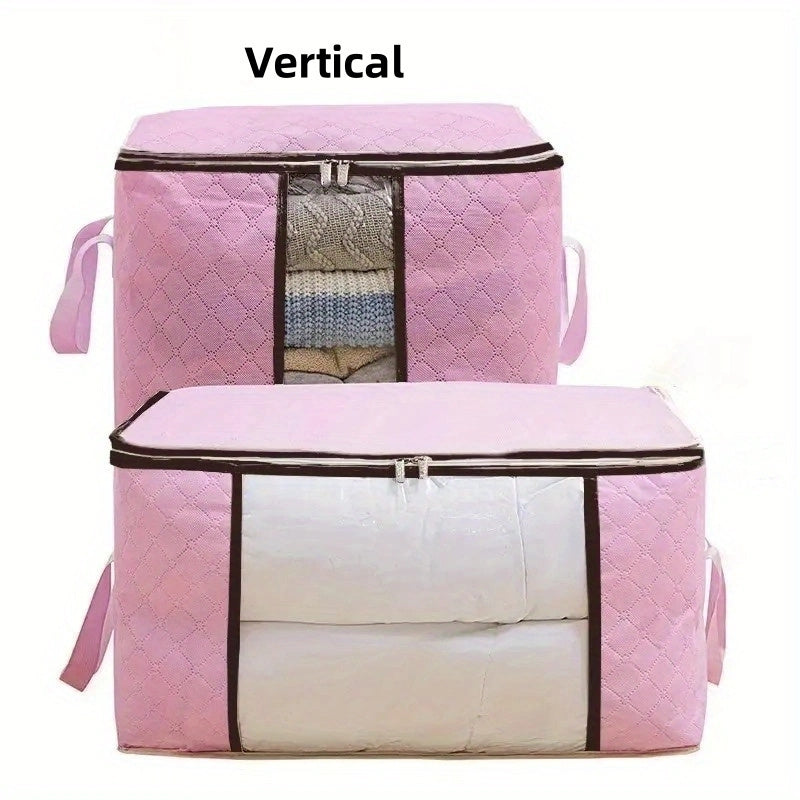 Cloth Storage Bag with Clear Window for Quilts Blankets and Clothing Foldable Organizer Bedroom Storage