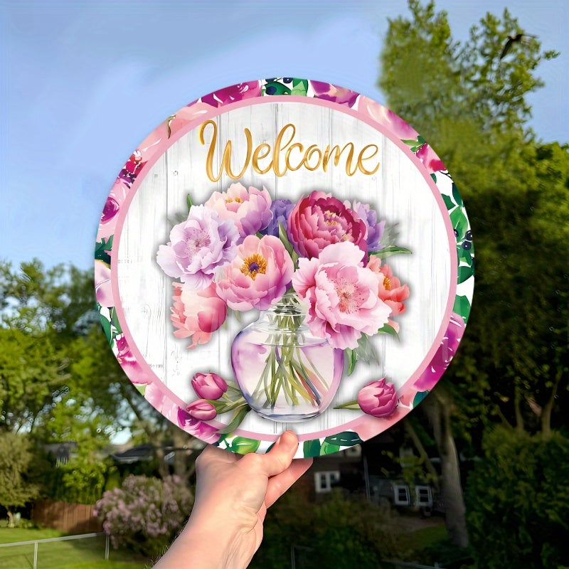 Gul dizayni akril xush kelibsiz eshik belgilari - Dumaloq veranda bezaklari, 20.32 sm, Xush kelibsiz gul to'siq disk osgichi - 14+ yoshdagi ajoyib uy sovg'asi