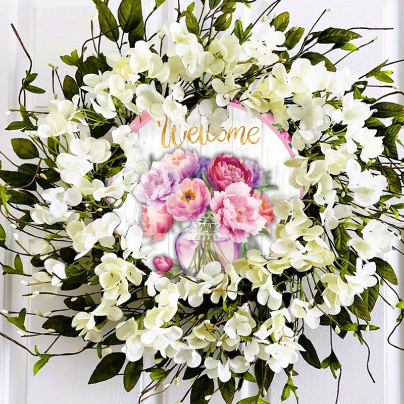 Round Floral Acrylic Welcome Door Sign 20cm Porch Decor Housewarming Gift