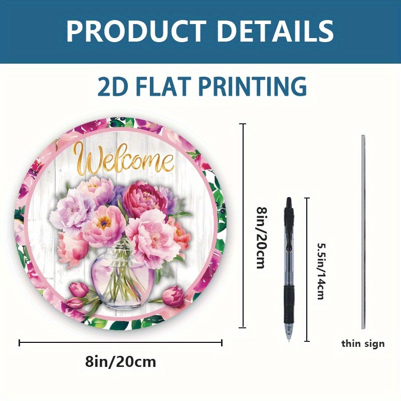 Round Floral Acrylic Welcome Door Sign 20cm Porch Decor Housewarming Gift