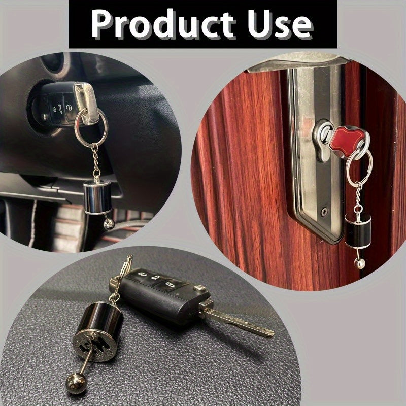 Black Metal Mini Gearbox Keychain Car Shift Stick Accessory