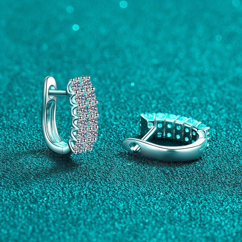 Серебряные серьги с двойным рядом моиссанита 0,72 карата украшения