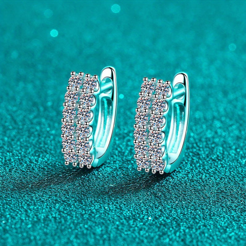Серебряные серьги с двойным рядом моиссанита 0,72 карата украшения