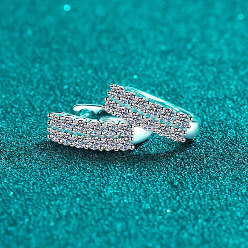 Серебряные серьги с двойным рядом моиссанита 0,72 карата украшения