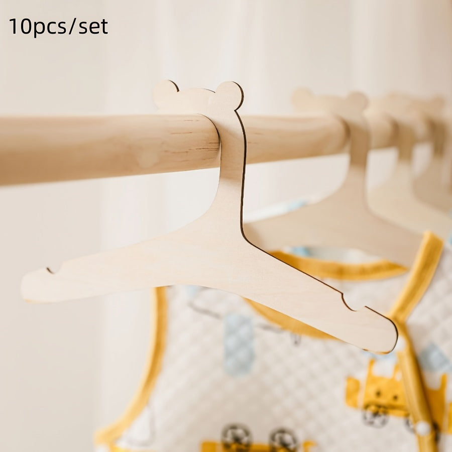 10-Piece Wooden Clothes Hangers for Kids Wardrobe Storage