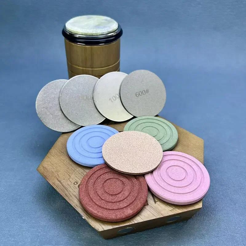 Afilador de cuchillos magnético de madera con piedra de diamante para afilado y pulido de cuchillas de cocina