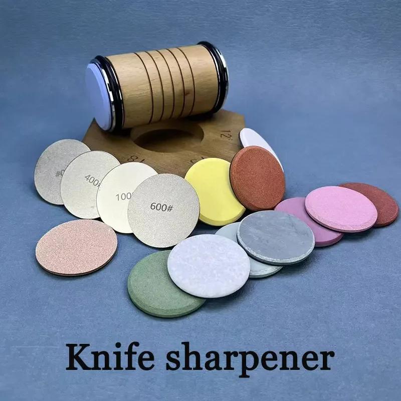 Wooden magnetic knife sharpener with diamond stone for kitchen blade grinding polishing