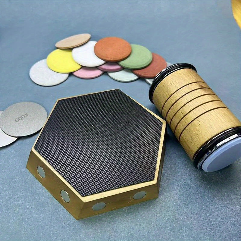 Afilador de cuchillos magnético de madera con piedra de diamante para afilado y pulido de cuchillas de cocina