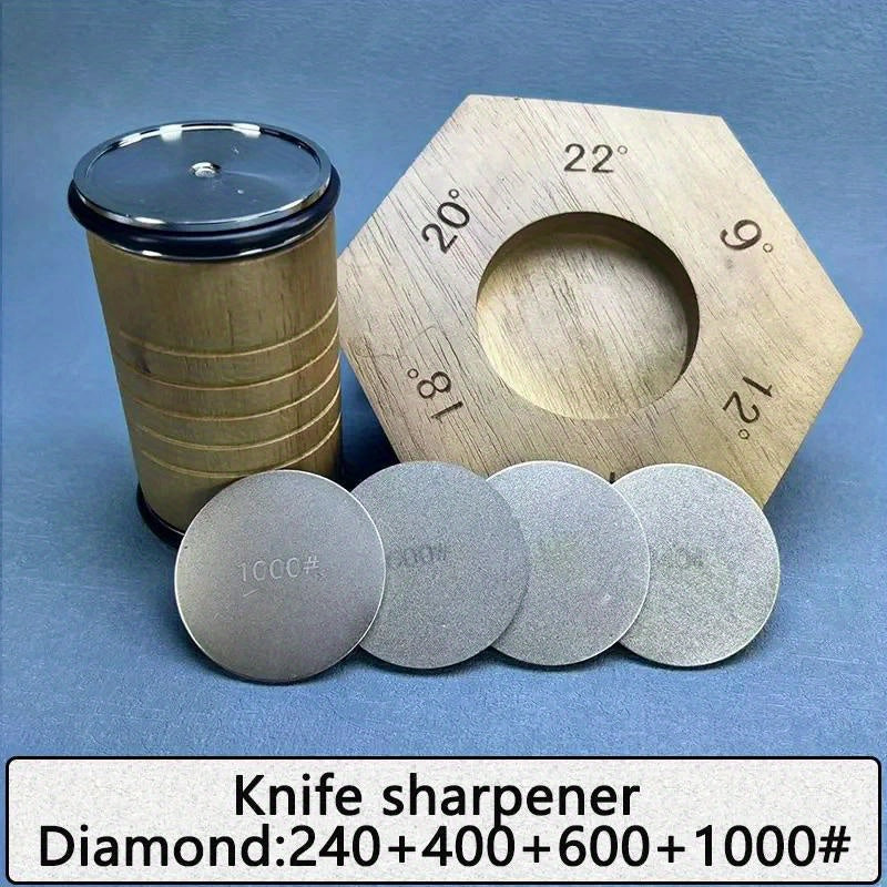 Afilador de cuchillos magnético de madera con piedra de diamante para afilado y pulido de cuchillas de cocina