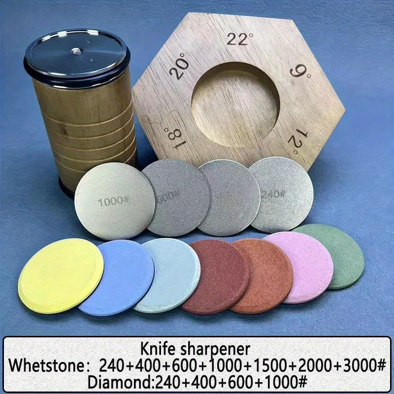 Afilador de cuchillos magnético de madera con piedra de diamante para afilado y pulido de cuchillas de cocina
