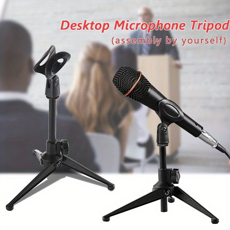 Soporte de micrófono portátil ajustable con conector XLR negro para oficina y estudio