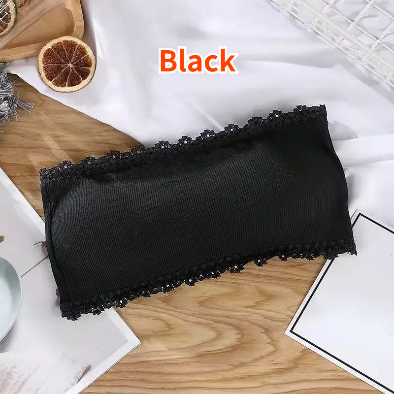 Sujetador bandeau transpirable de encaje sin cables con almohadillas integradas para mujeres