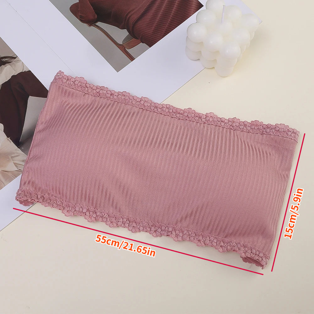 Sujetador bandeau transpirable de encaje sin cables con almohadillas integradas para mujeres