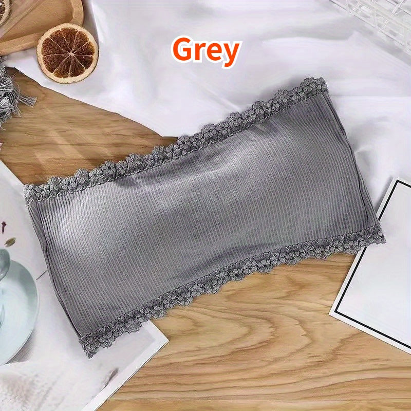 Sujetador bandeau transpirable de encaje sin cables con almohadillas integradas para mujeres