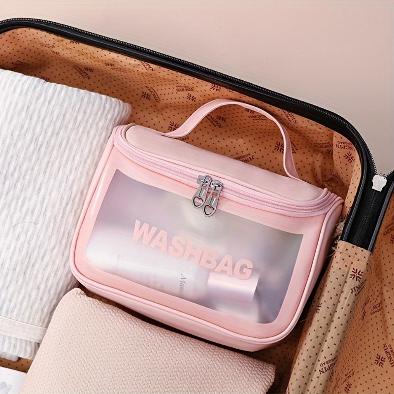 Frosted PVC Cosmetic Bag Water-Resistant Portable Travel Toiletry Organizer