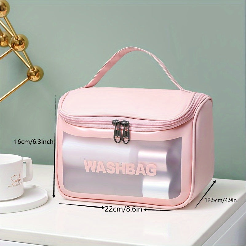 Frosted PVC Cosmetic Bag Water-Resistant Portable Travel Toiletry Organizer