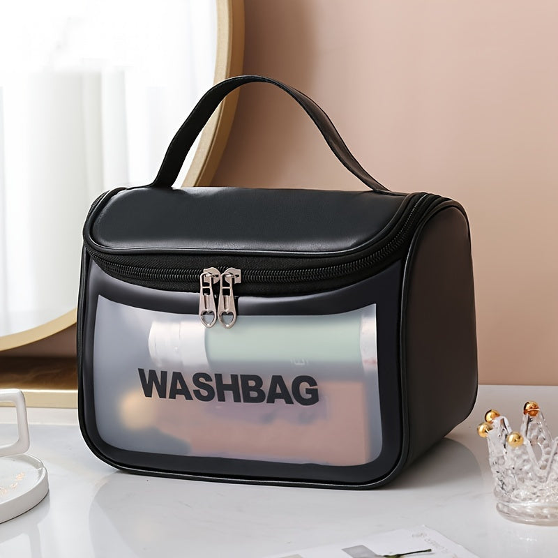 Frosted PVC Cosmetic Bag Water-Resistant Portable Travel Toiletry Organizer