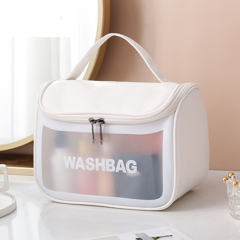 Frosted PVC Cosmetic Bag Water-Resistant Portable Travel Toiletry Organizer
