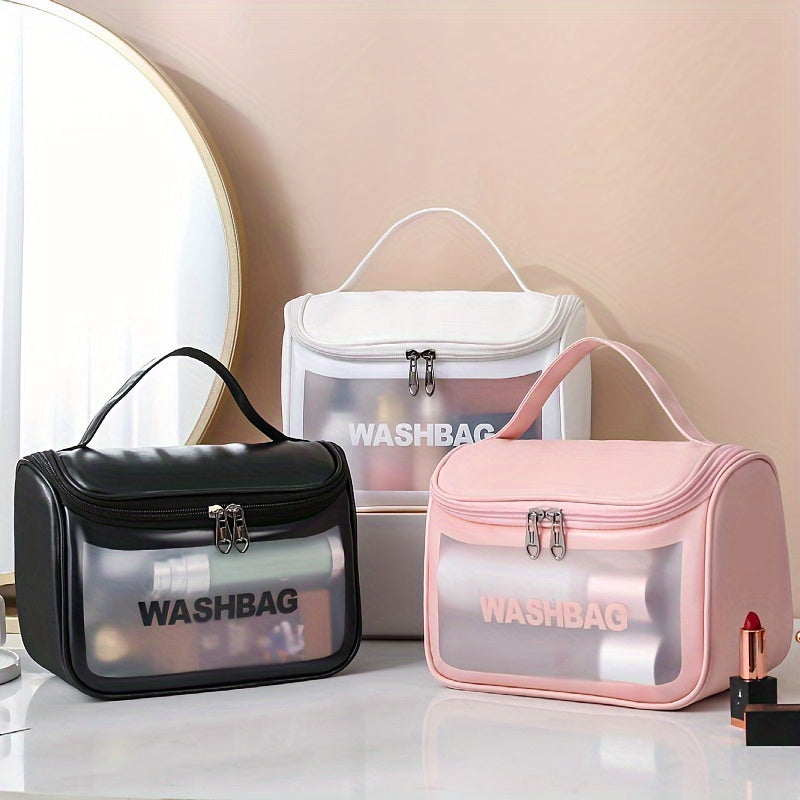 Frosted PVC Cosmetic Bag Water-Resistant Portable Travel Toiletry Organizer