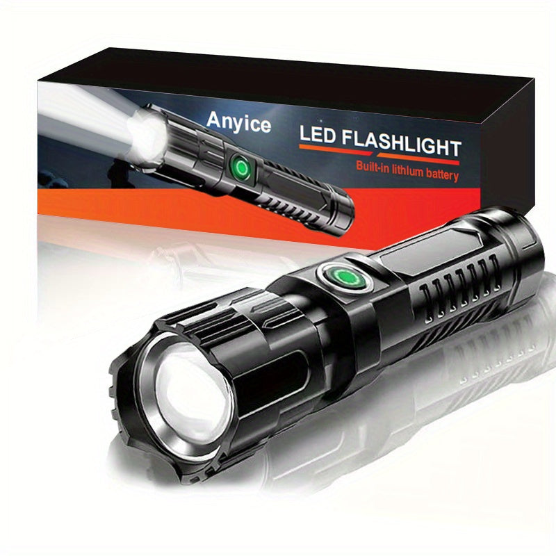 Rechargeable LED Flashlight with Long-Range Illumination and USB Power