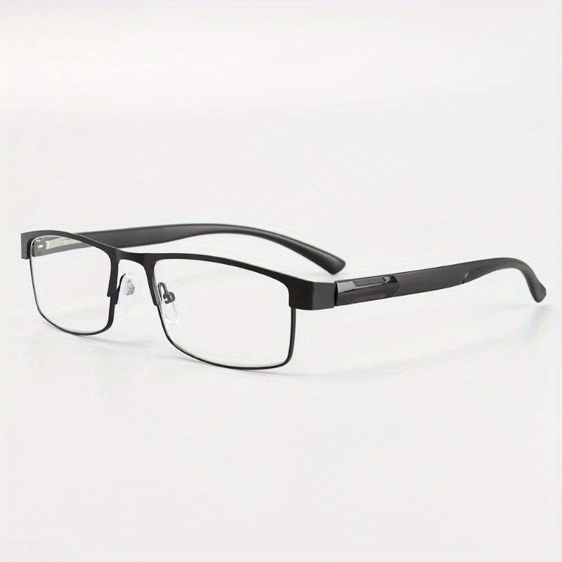 Men's Titanium Alloy Reading Glasses Square Frame Anti-Blue Light +1.0 to +4.0 Presbyopic