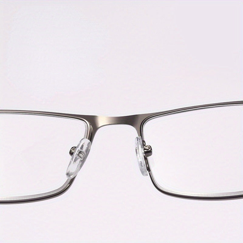 Men's Titanium Alloy Reading Glasses Square Frame Anti-Blue Light +1.0 to +4.0 Presbyopic