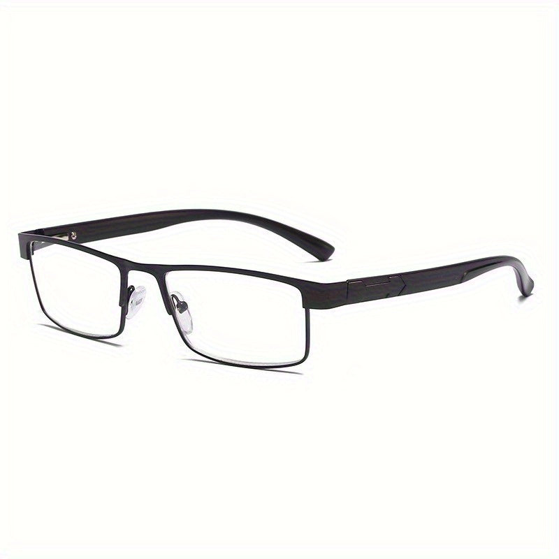 Men's Titanium Alloy Reading Glasses Square Frame Anti-Blue Light +1.0 to +4.0 Presbyopic