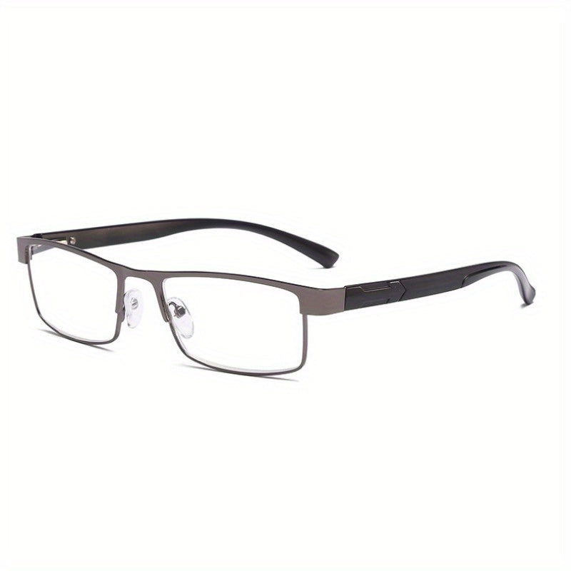 Men's Titanium Alloy Reading Glasses Square Frame Anti-Blue Light +1.0 to +4.0 Presbyopic