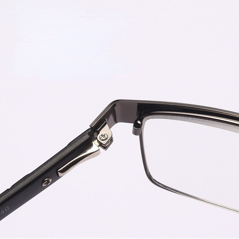 Men's Titanium Alloy Reading Glasses Square Frame Anti-Blue Light +1.0 to +4.0 Presbyopic