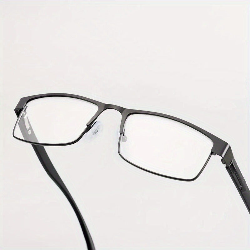 Men's Titanium Alloy Reading Glasses Square Frame Anti-Blue Light +1.0 to +4.0 Presbyopic