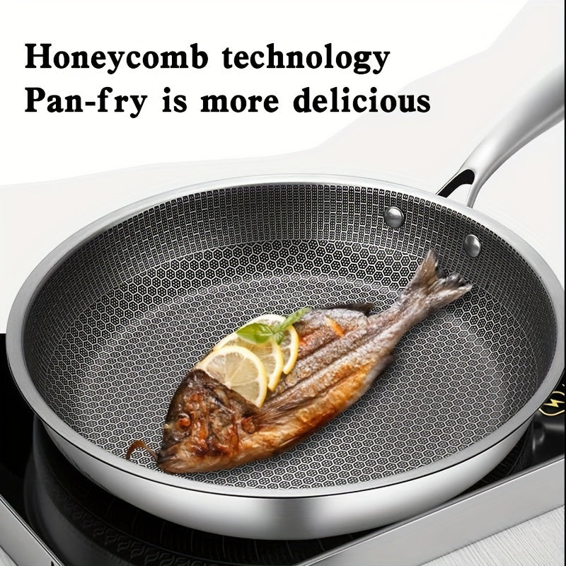 Stainless Steel Frying Pan 10.6 Inch Nonstick Honeycomb Coating for Eggs