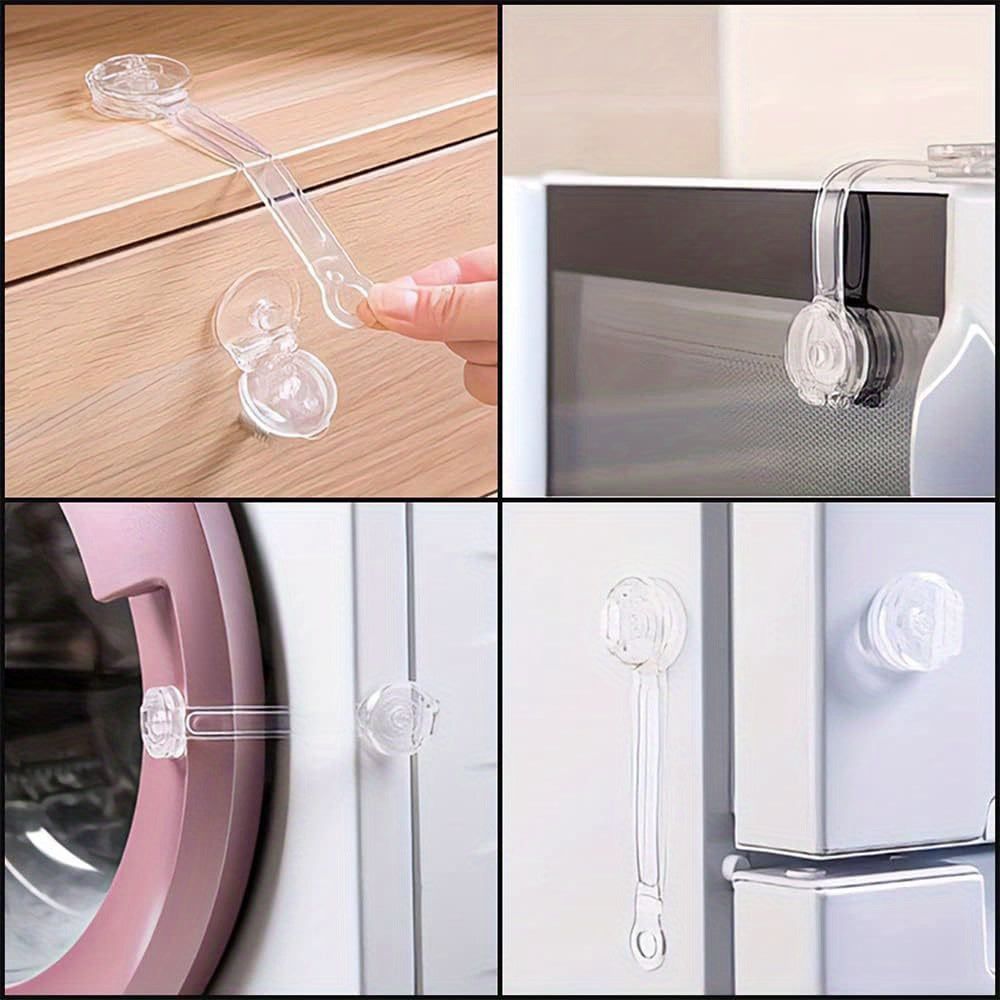 Set of 6 Transparent Child Safety Cabinet Locks for Refrigerators Drawers and Toilets