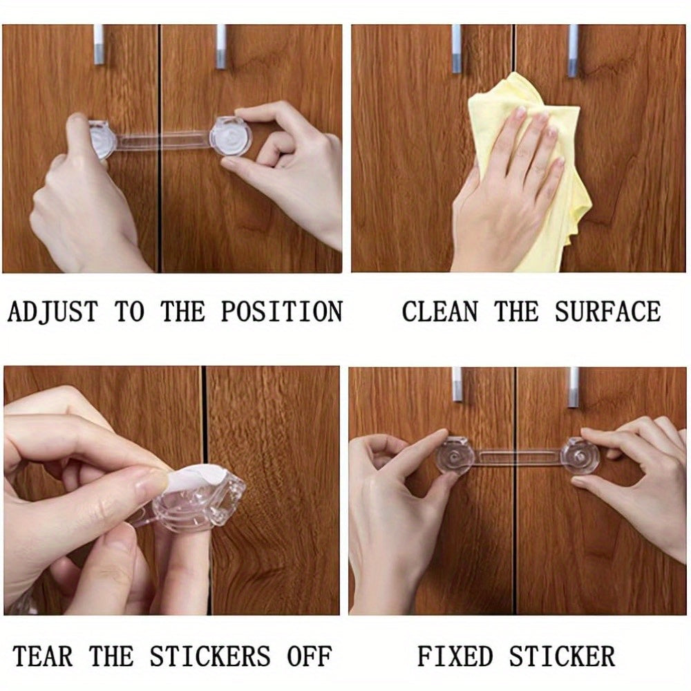 Set of 6 Transparent Child Safety Cabinet Locks for Refrigerators Drawers and Toilets