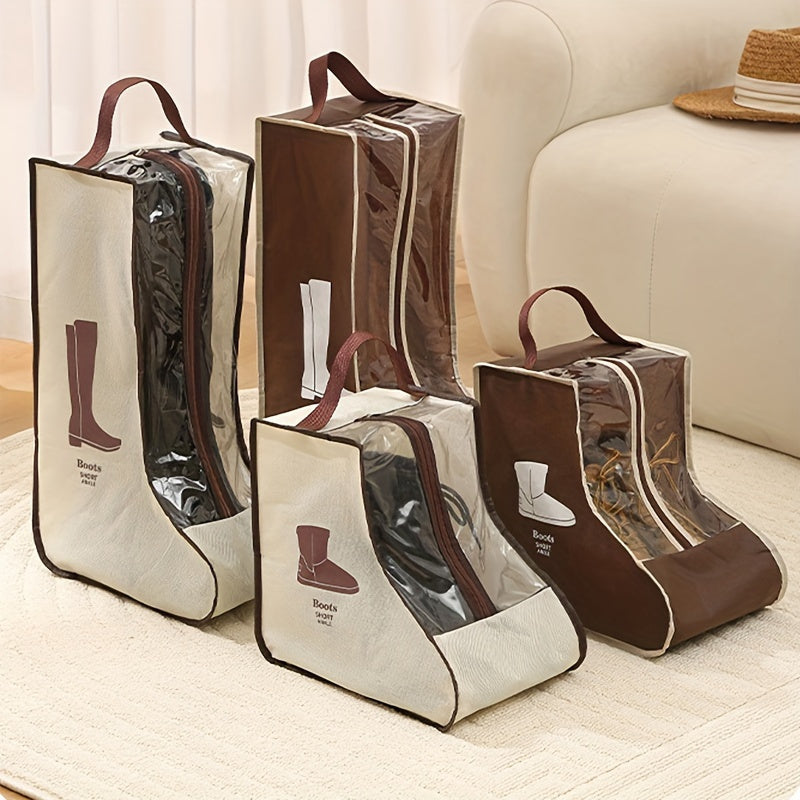 Fabric Shoe Storage Bag with Transparent Dustproof Moisture-Proof for Long and Ankle Boots