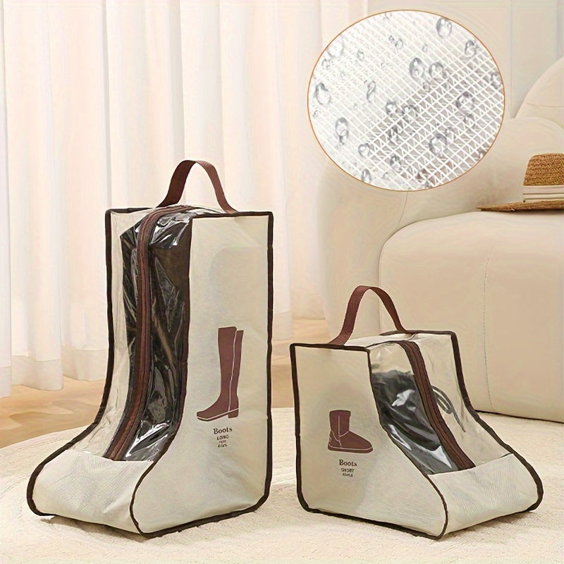 Fabric Shoe Storage Bag with Transparent Dustproof Moisture-Proof for Long and Ankle Boots