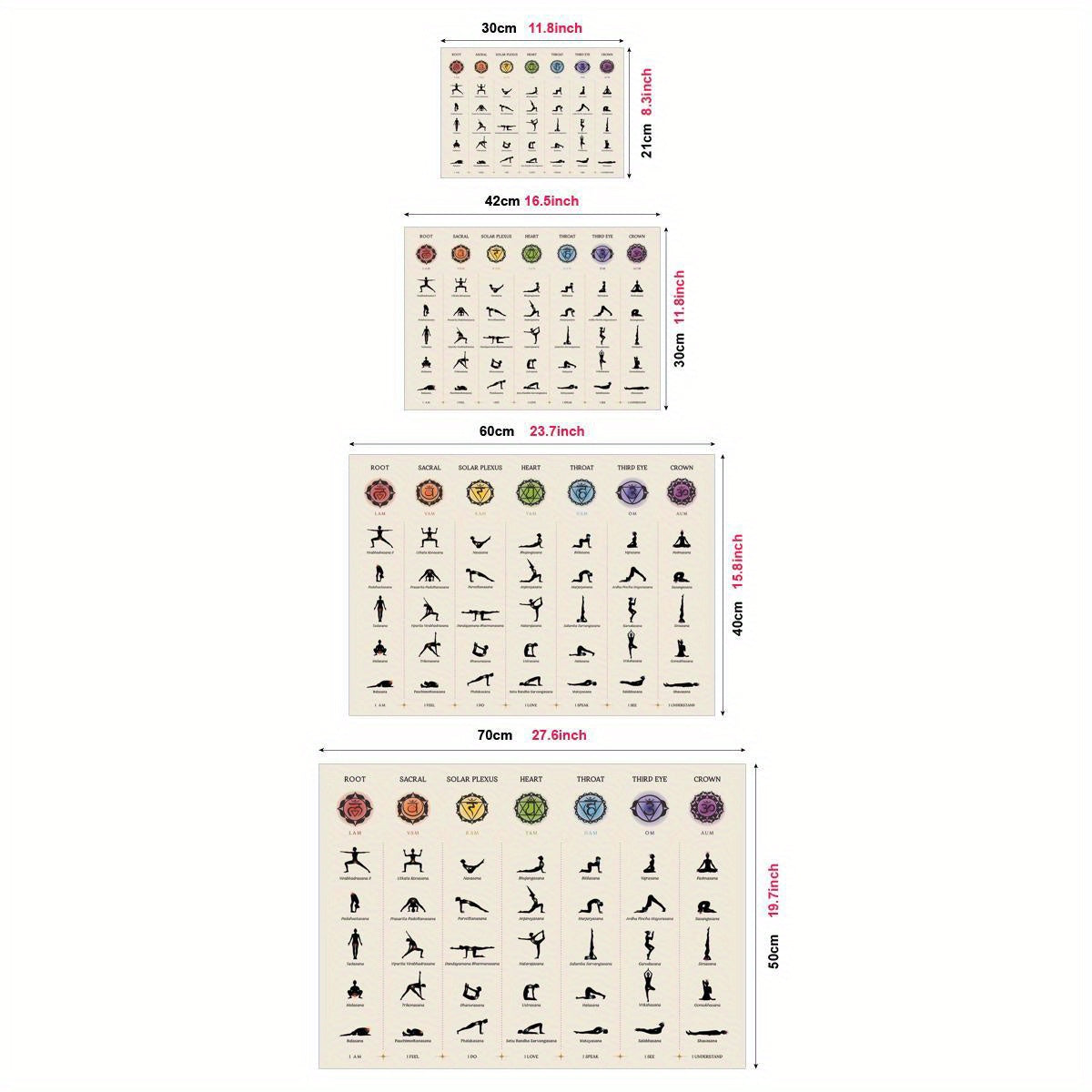 Chakra Yoga pozlari kanvas devor san'ati 7 Chakralar xaritasi Retro zamonaviy interyer uchun uy ofis yotoqxona oshxona
