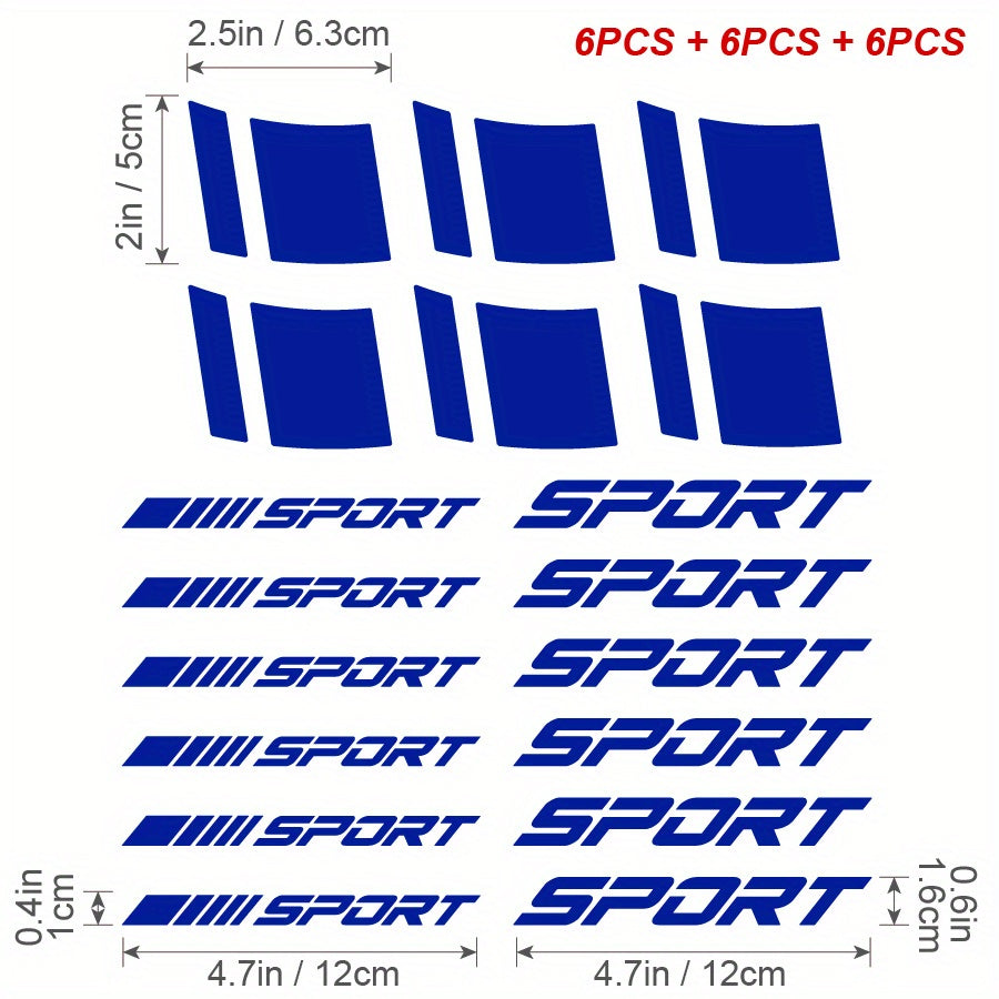 18 шт. отражающих виниловых наклеек на диски автомобиля, наклейки на ступицы для гонок