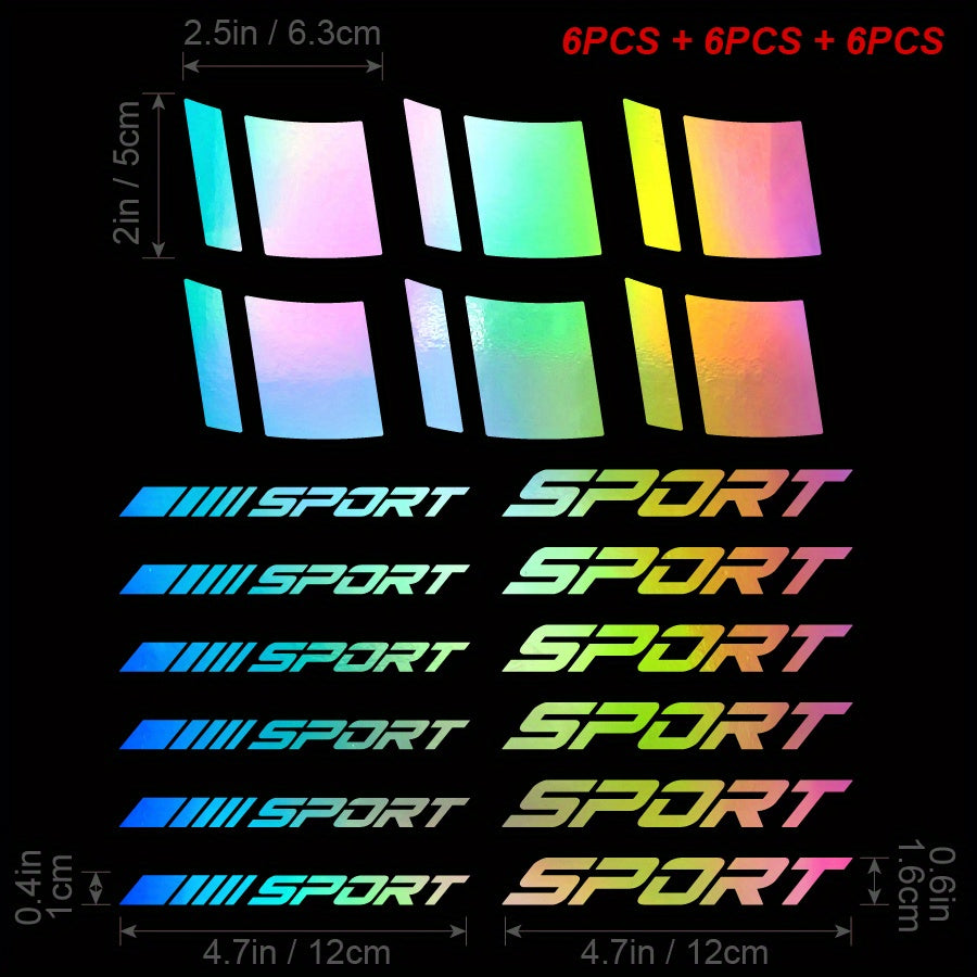 18 шт. отражающих виниловых наклеек на диски автомобиля, наклейки на ступицы для гонок